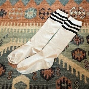 Black and White Striped Knee High Tube Socks